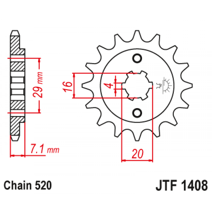 Звезда цепного привода JT JTF1408.15