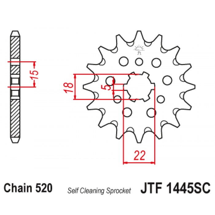 Звезда цепного привода JT JTF1445.12SC