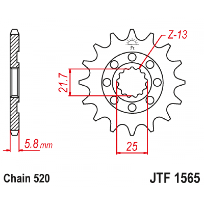 Звезда цепного привода JT JTF1565.13
