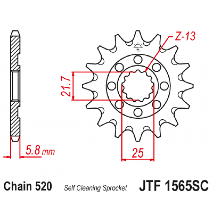 Звезда цепного привода JT JTF1565.13SC