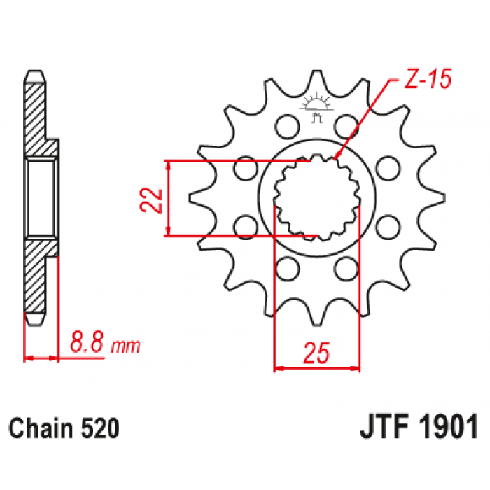 Звезда цепного привода JT JTF1901.15