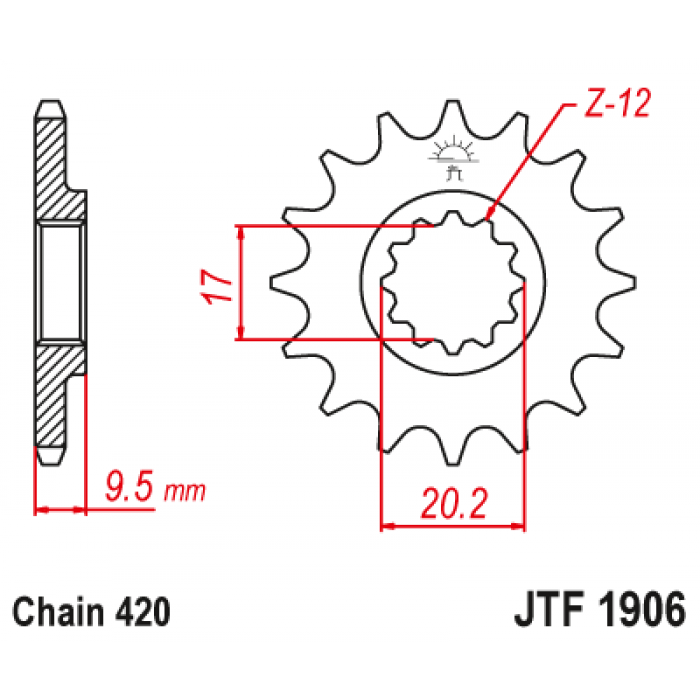 Звезда цепного привода JT JTF1906.12