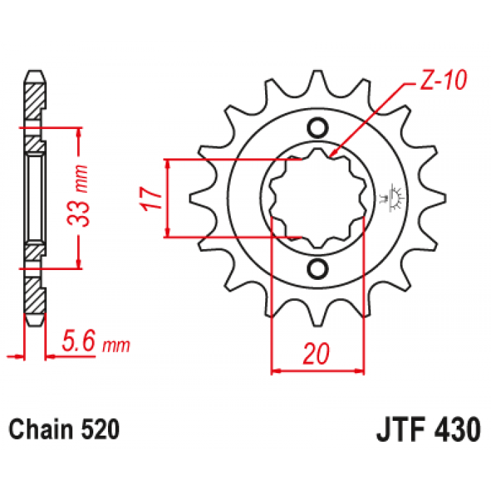 Звезда цепного привода JT JTF430.12