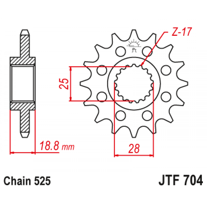 Звезда цепного привода JT JTF704.17RB