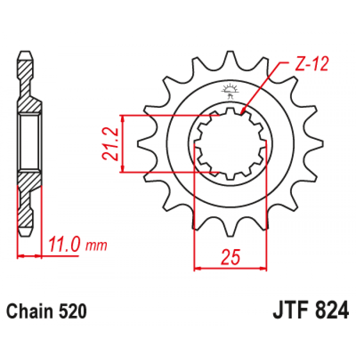Звезда цепного привода JT JTF824.12