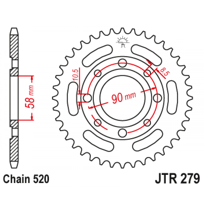 Звезда цепного привода JT JTR279.39