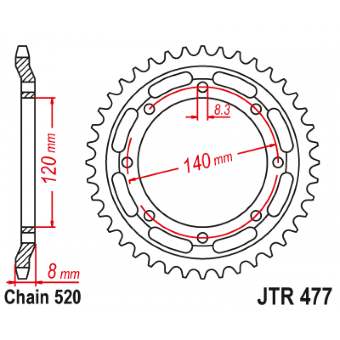 Звезда цепного привода JT JTR477.43