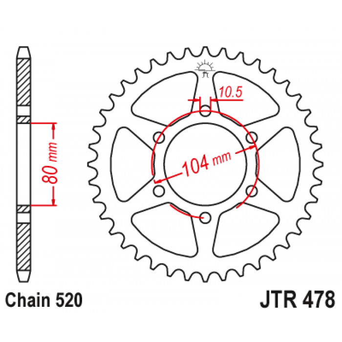 Звезда цепного привода JT JTR478.46ZBK