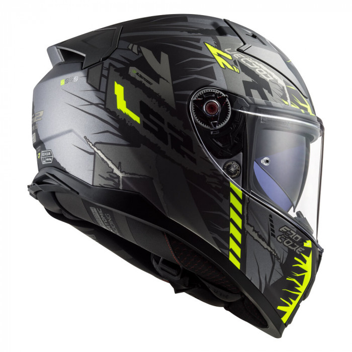 Мотошлем LS2 FF811 VECTOR II TECHBOT, матовый серо-желтый, размер 2XL