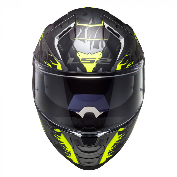 Мотошлем LS2 FF811 VECTOR II TECHBOT, матовый серо-желтый, размер 2XL