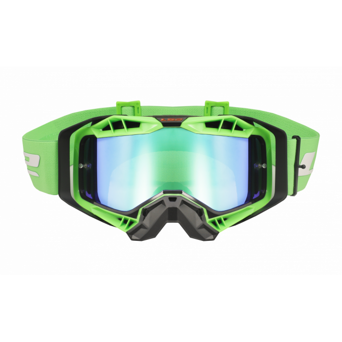 Очки кроссовые LS2 AURA Goggle с хамелеон линзой, черно-зеленые с зеленой линзой хамелеон