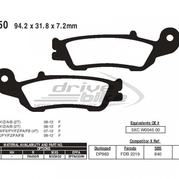 Тормозные колодки FA450TT