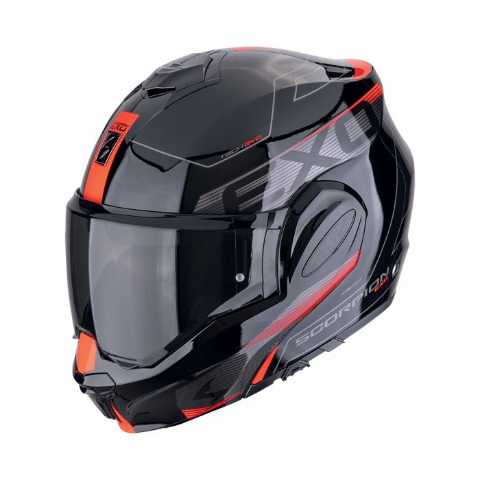 Мотошлем Scorpion EXO EXO-TECH EVO TRAVELLER, цвет Черный/Красный, Размер XS