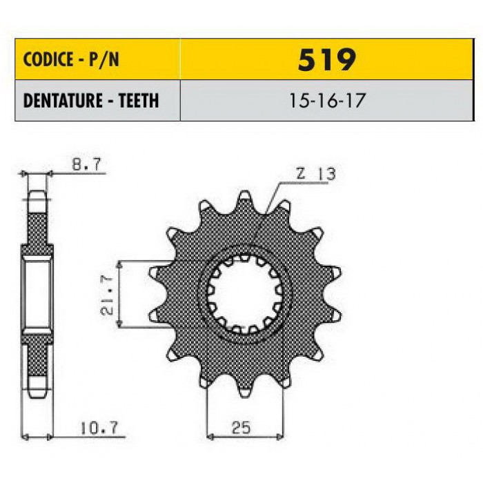 Звезда передняя (ведущая) Sunstar 17 зубьев 51917 стальная / JTF580-17