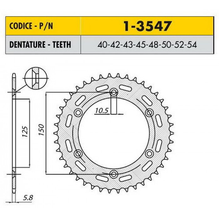 Звезда задняя Sunstar 43 зубьев 1-3547-43 стальная / JTR897-43