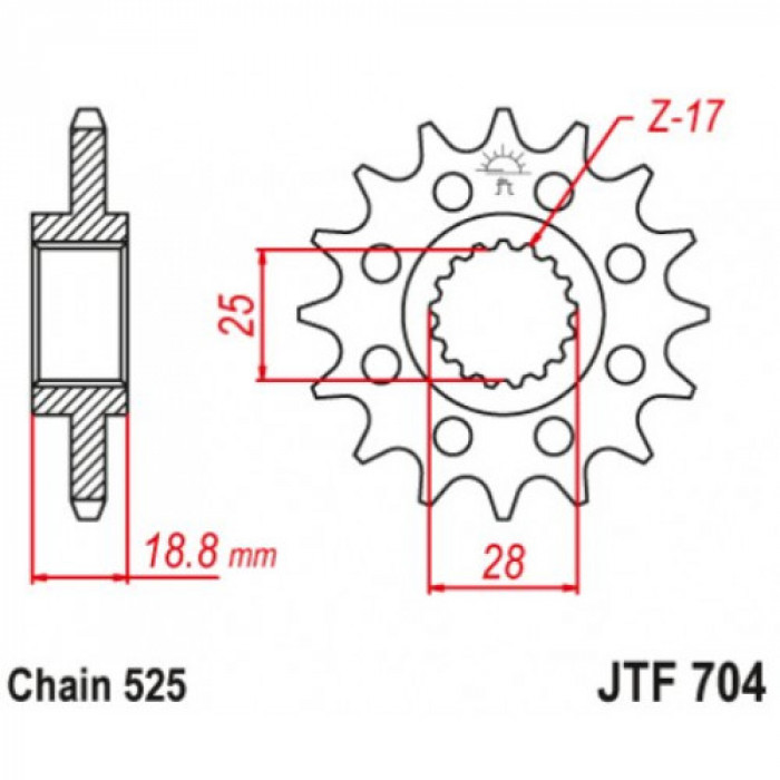 Звезда цепного привода JT JTF704.15RB