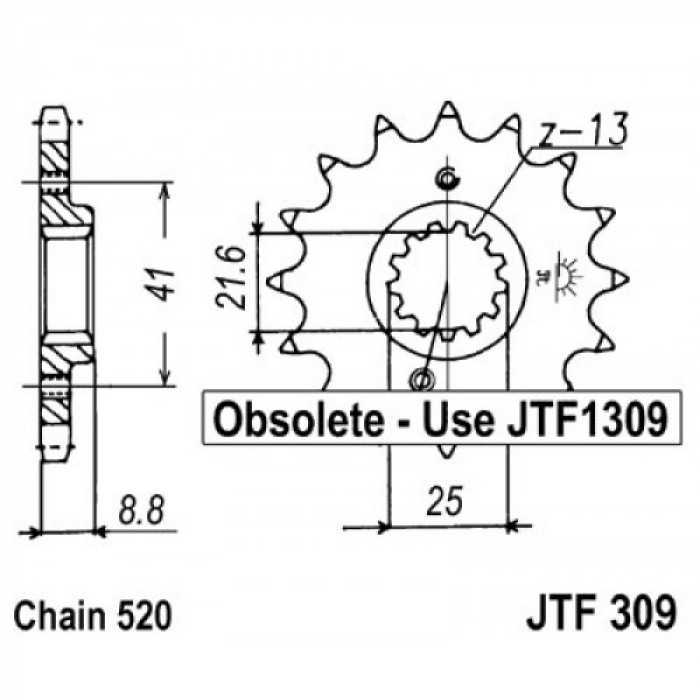 Звезда цепного привода JT JTF309.14