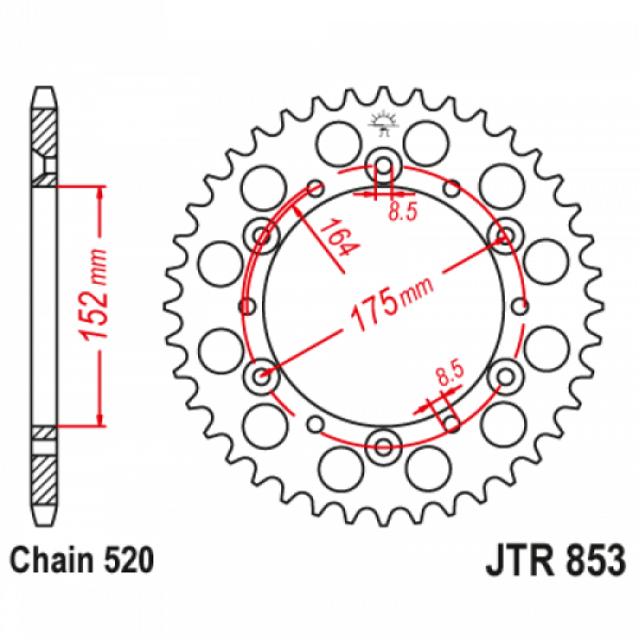 Звезда цепного привода JT JTR853.50