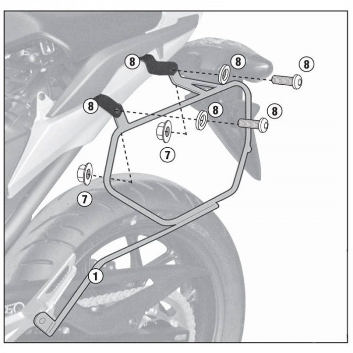 Крепеж боковых кофров GIVI TE1111 EASYLOCK NC700S/X (12-13)/NC750S/X (14