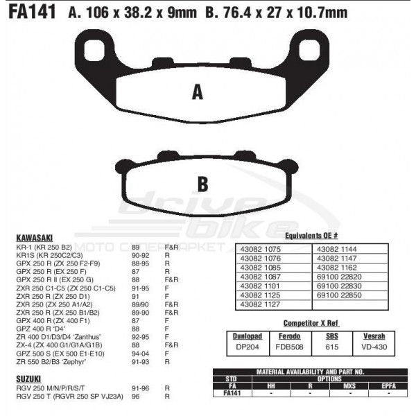 Тормозные колодки FA141