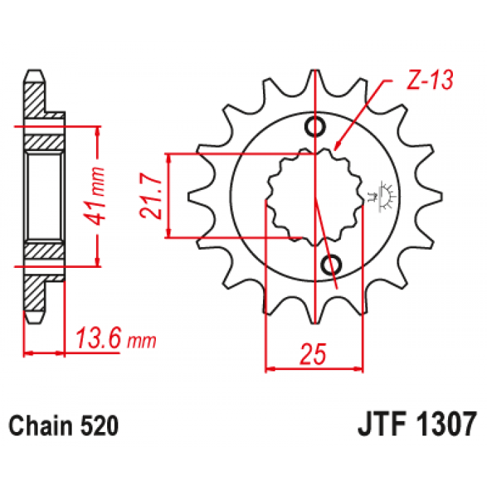 Звезда цепного привода JT JTF1307.14