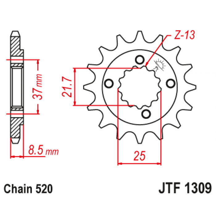 Звезда цепного привода JT JTF1309.16