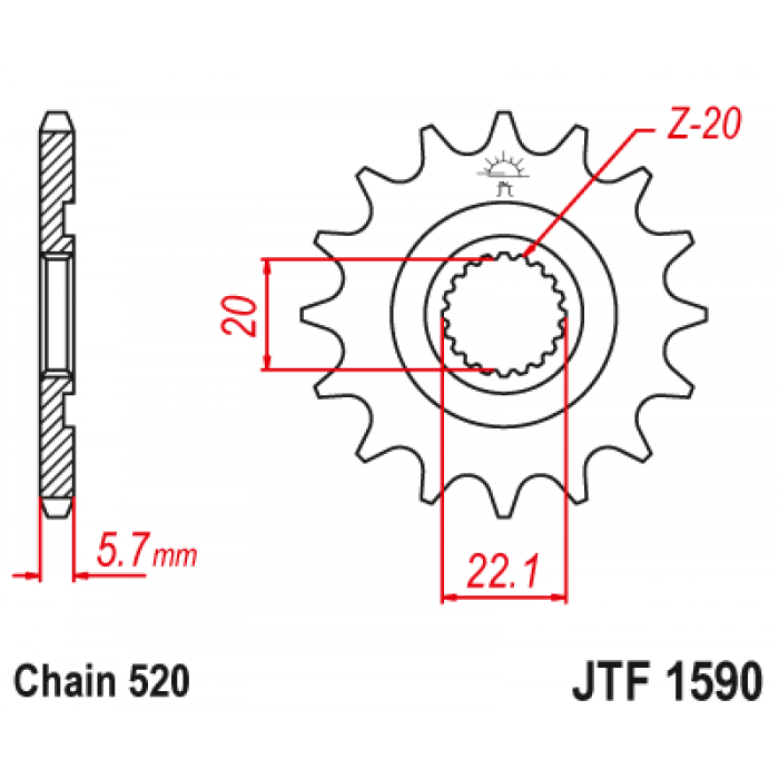 Звезда цепного привода JT JTF1590.14