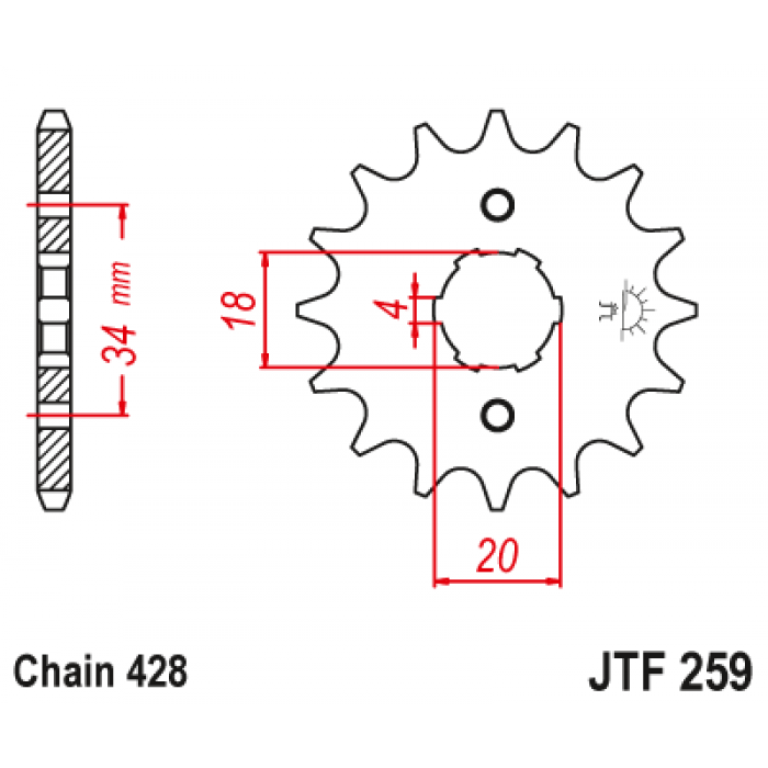 Звезда цепного привода JT JTF259.14