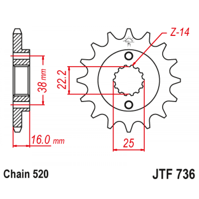Звезда цепного привода JT JTF736.14