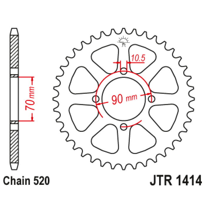 Звезда цепного привода JT JTR1414.43