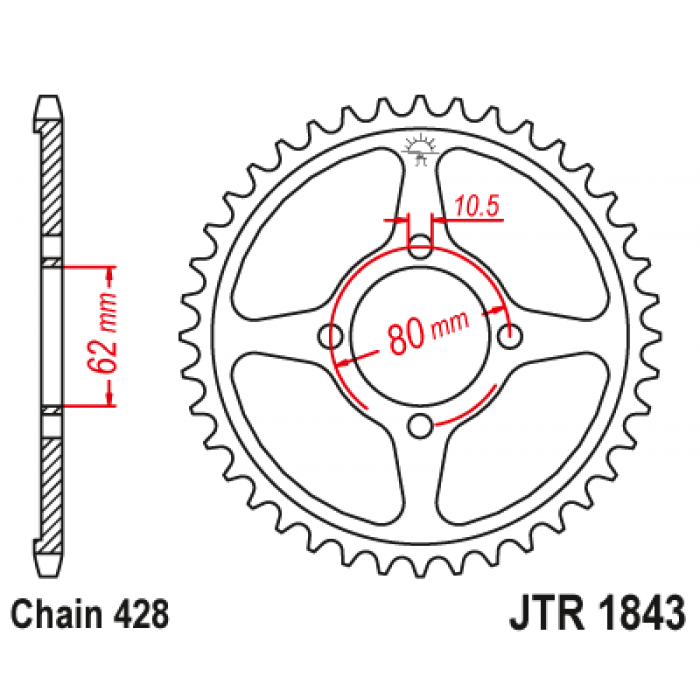 Звезда цепного привода JT JTR1843.54