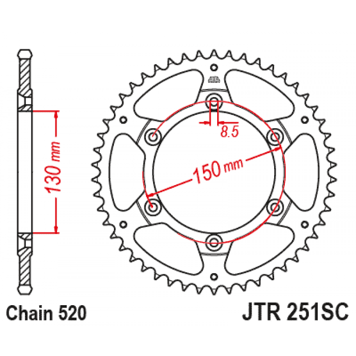 Звезда цепного привода JT JTR251.50SC