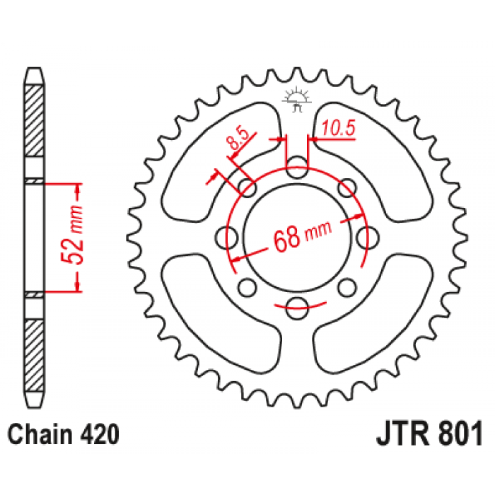 Звезда цепного привода JT JTR801.37