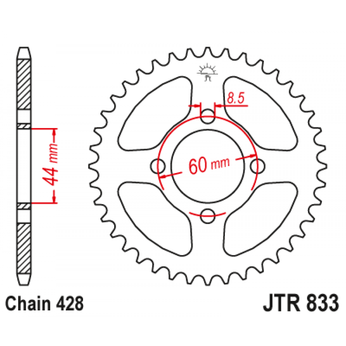 Звезда цепного привода JT JTR833.49
