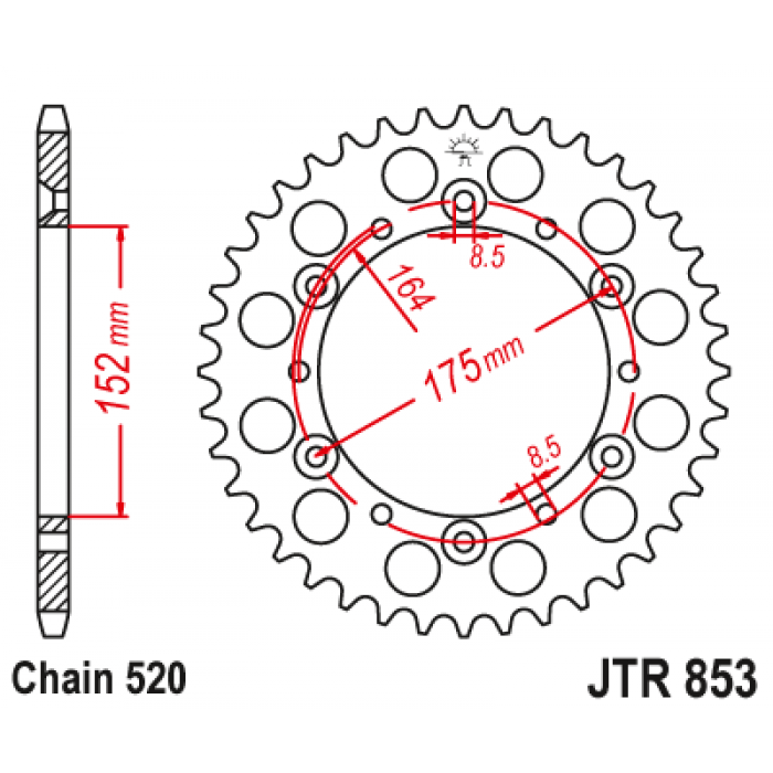 Звезда цепного привода JT JTR853.47