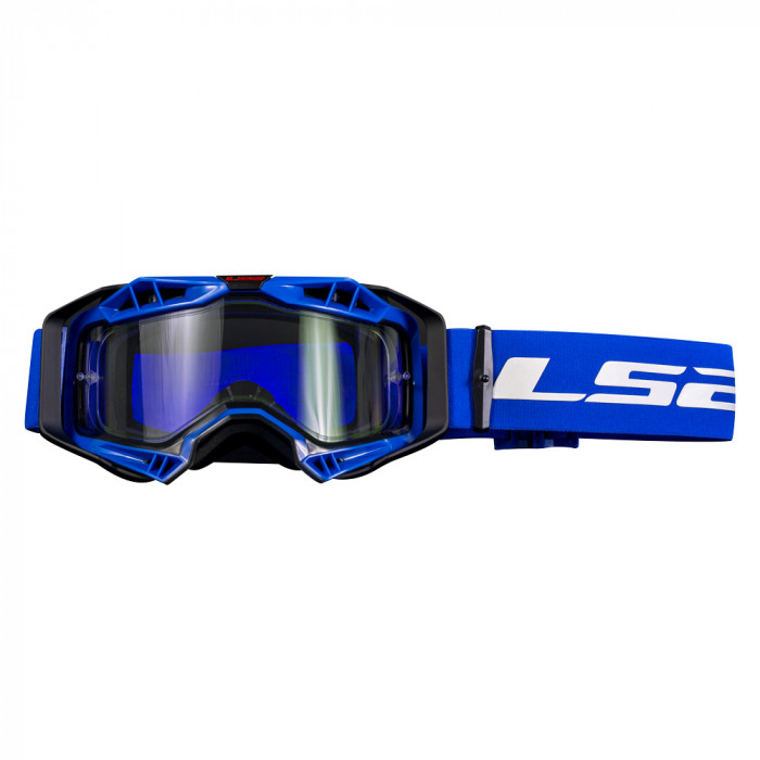 Очки кроссовые LS2 AURA Goggle с прозрачной линзой, черно-синие с прозрачной линзой