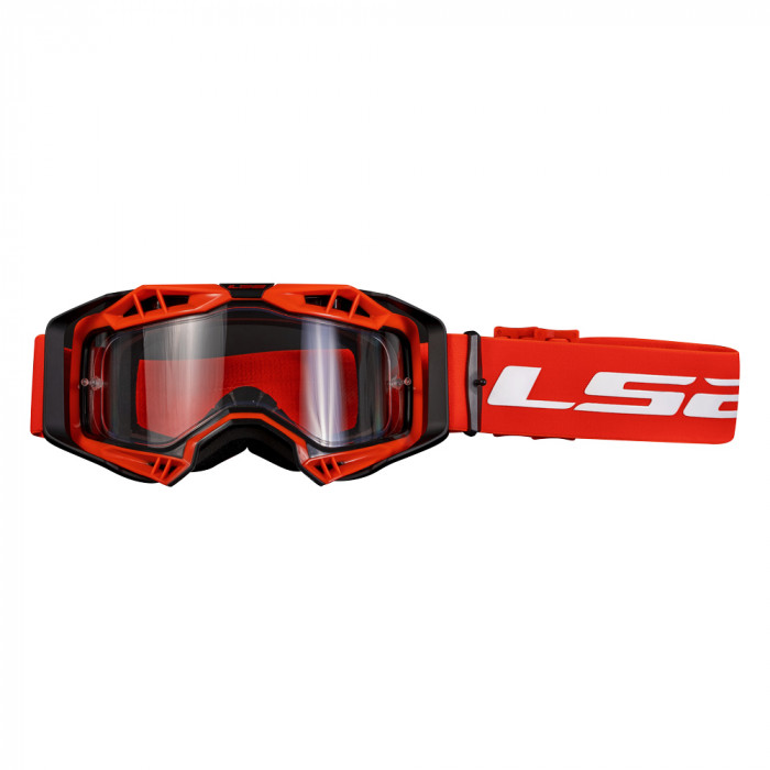 Очки кроссовые LS2 AURA Goggle с прозрачной линзой, черно-красные с прозрачной линзой