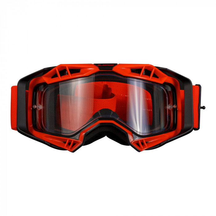 Очки кроссовые LS2 AURA Goggle с прозрачной линзой, черно-красные с прозрачной линзой