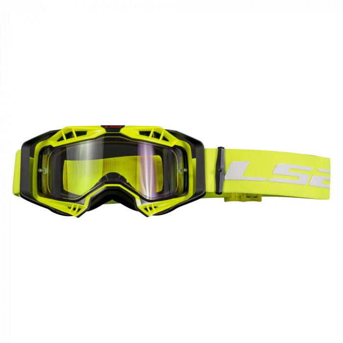 Очки кроссовые LS2 AURA Goggle с прозрачной линзой, черно-желтые с прозрачной линзой