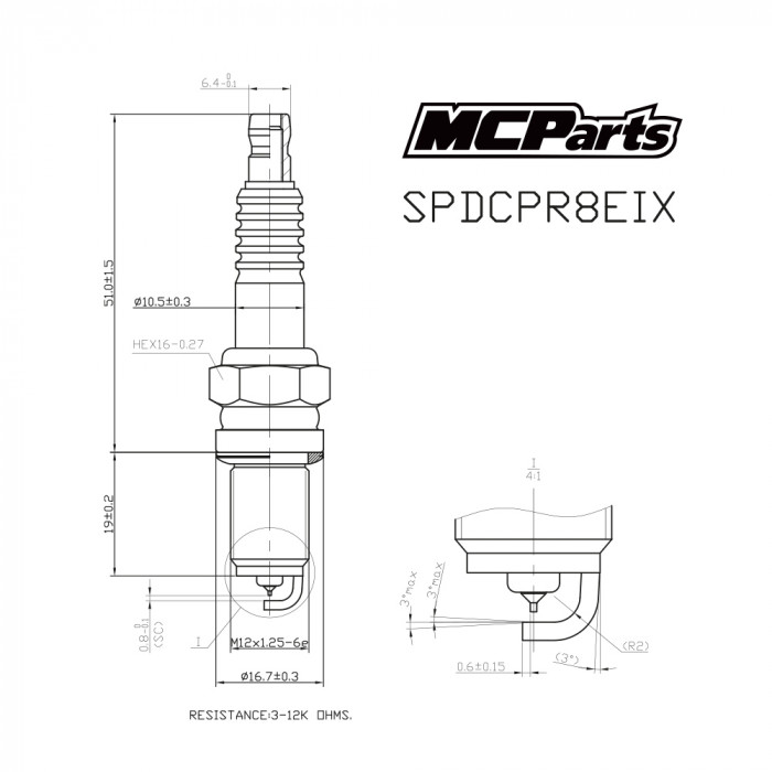 Свеча зажигания MCP аналог DCPR8EIX