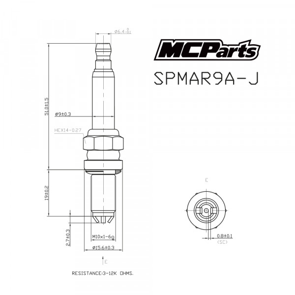 Свеча зажигания MCP аналог MAR9A-J