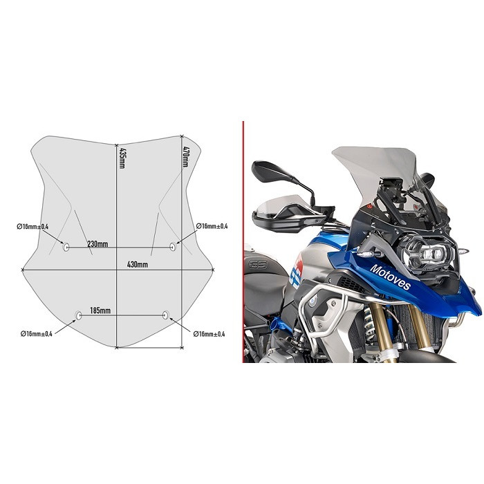 Ветровое стекло GIVI 5124D R1200GS Adventure (16- 24) / R1250GS (16-23)