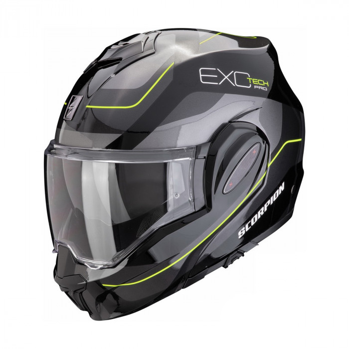 Мотошлем Scorpion EXO EXO-TECH EVO PRO COMMUTA, цвет Черный/Серебристый/Желтый, Размер M