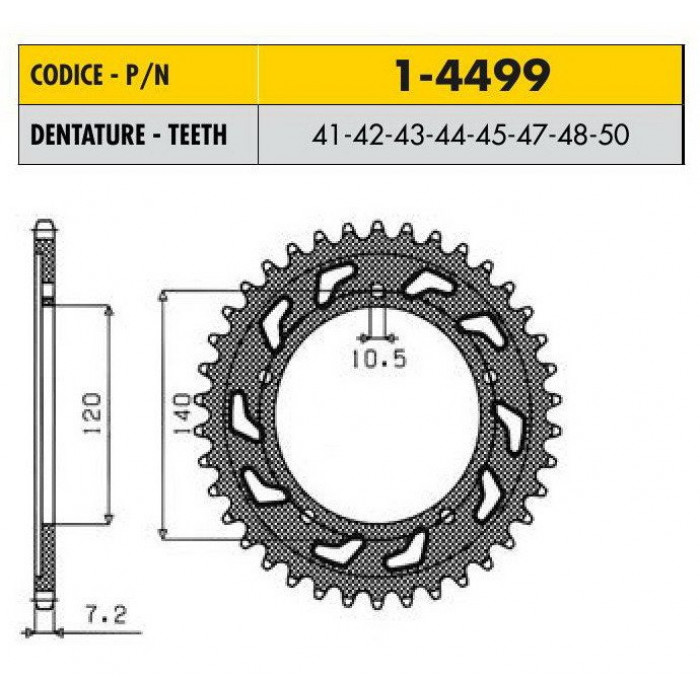 Звезда задняя Sunstar 42 зубьев 1-4499-42 стальная / JTR1792-42