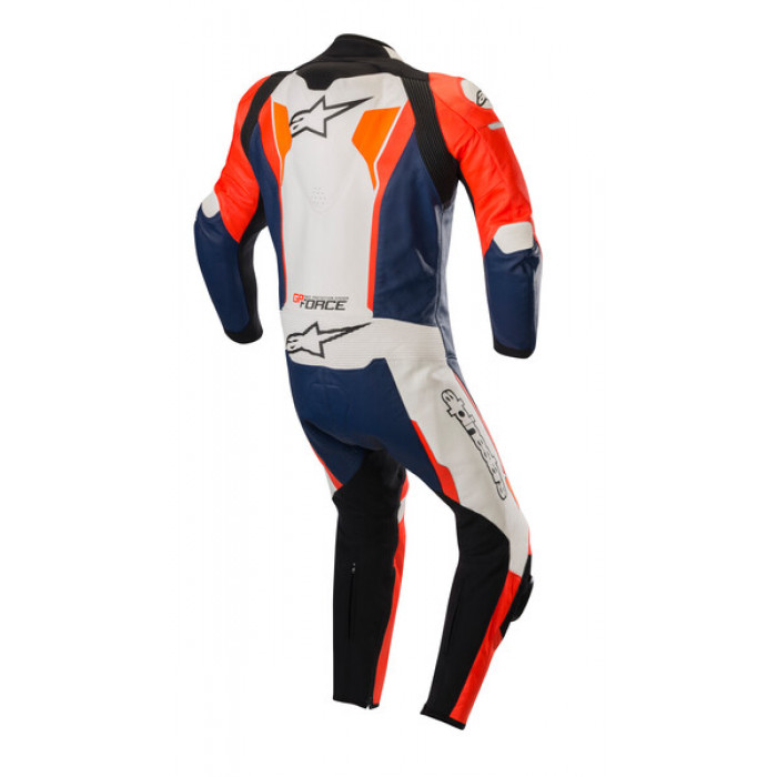 Мотокомбинезон кожаный Alpinestars GP FORCE 1PC, красно-черно-бело-оранжевый, размер 48