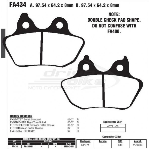 Тормозные колодки FA434