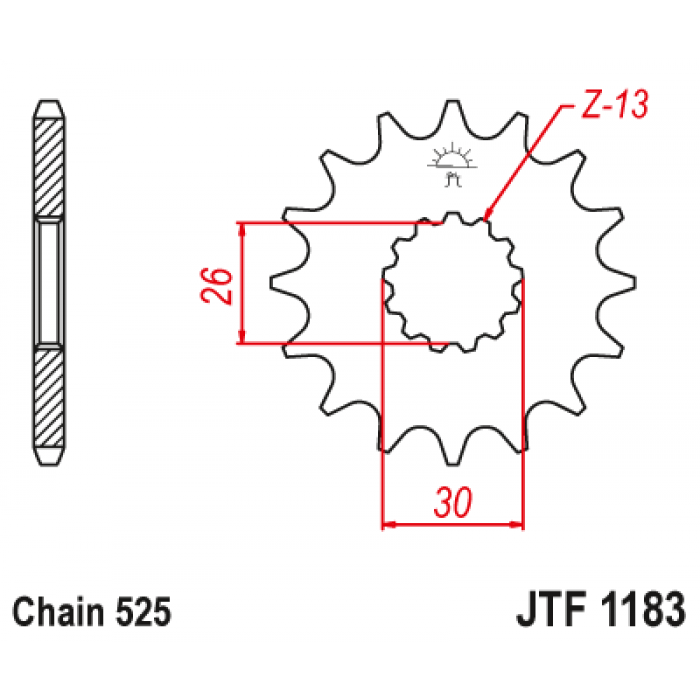 Звезда цепного привода JT JTF1183.18 – Передняя ведущая звезда 18T для цепи 525
