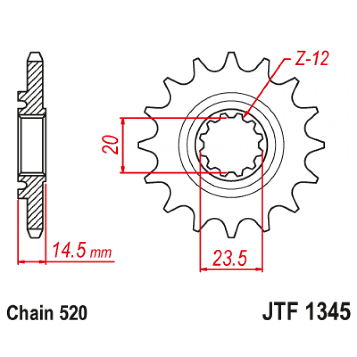 Звезда цепного привода JT JTF1345.13RB
