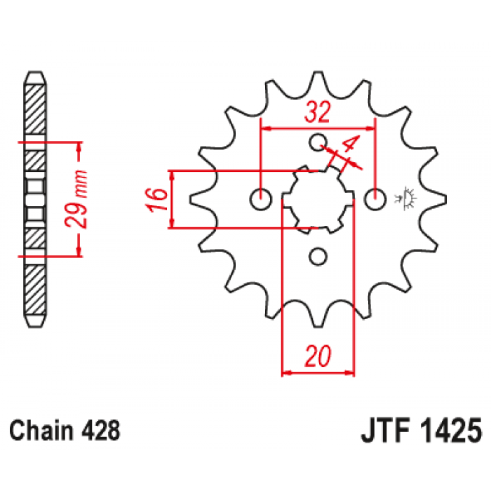 Звезда цепного привода JT JTF1425.15