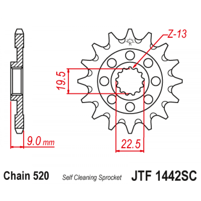 Звезда цепного привода JT JTF1442.13SC